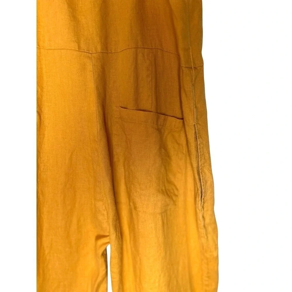 EVERLANE Linen Jumpsuit Wide Leg Square Neck Pockets Size 0 Preppy Granola Artsy